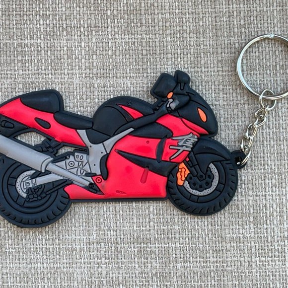Key Chain Heavy Bike Keys Holder Rubber Bike Red/Black Car Key Holder Keyring - Picture 6 of 9